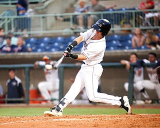 Clark Scolamiero hits the ball during Tuesday night's game against the Cyclones.