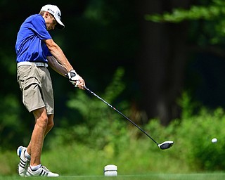 BOARDMAN, OHIO - JULY 25, 2018: Patrick Kennedy   follows his tee shot on the 9th hole, Wednesday afternoon during the Independent Insurances Agents of Mahoning County Junior Golf Classic at Mill Creek Golf Course. DAVID DERMER | THE VINDICATOR