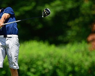 BOARDMAN, OHIO - JULY 25, 2018: Kyle Koziel of Poland follows his tee shot on the 9th hole, Wednesday afternoon during the Independent Insurances Agents of Mahoning County Junior Golf Classic at Mill Creek Golf Course. DAVID DERMER | THE VINDICATOR