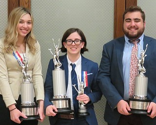 Neighbors | Submitted.The Canfield speech and debate team attended the 2018 National Speech and Debate Association (NSDA) national tournament from June 16-23. Pictured are three of the students who competed in the event, from left, Taryn Rothbauer, Eva Lamberson and Michael Factor.