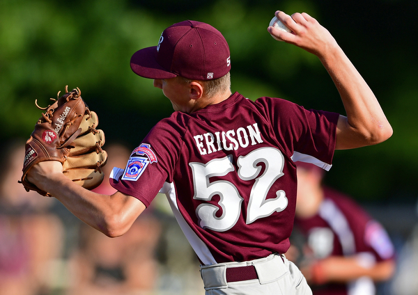 NORTH CANTON, OHIO - JULY 17, 2018: Boardman starting pitcher Jack Ericson delivers in the second inning of a Little League baseball game, Friday night in North Canton. Boardman won 5-4. DAVID DERMER | THE VINDICATOR