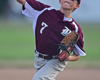 NORTH CANTON, OHIO - JULY 17, 2018: Boardman relief pitcher Anthony Triveri delivers in the fifth inning of a Little League baseball game, Friday night in North Canton. Boardman won 5-4. DAVID DERMER | THE VINDICATOR