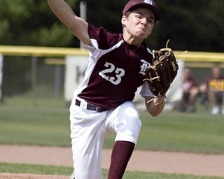 Boardman All-Stars starter Dylan Barrett fires a pitch against New Albany in the Little League state championship game at North Canton Recreational Complex on Saturday afternoon.