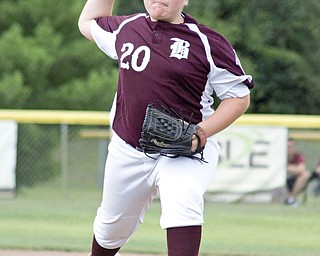 Boardman All-Stars reliever Ryan Conti throws a pitch against New Albany in the Little League state championship game at North Canton Recreational Complex on Saturday afternoon.