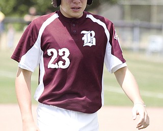 Dylan Barrett of the Boardman All-Stars walks off the field following a loss to New Albany in the Little League state championship game at North Canton Recreational Complex on Saturday afternoon.
 