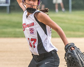 DIANNA OATRIDGE | THE VINDICATOR Canfield pitcher Kyleigh Golden delivers a pitch  during their 10U 18-4 victory against Austintown in state tournament action in Tallmadge on Monday.