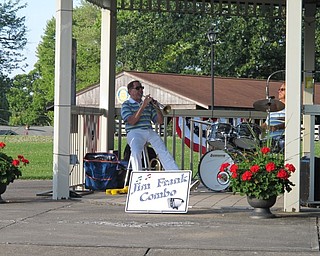 Neighbors | Jessica Harker.Jim Commarata played the trumpet in the Jim Frank Combo on June 28 at Mauthe Park.