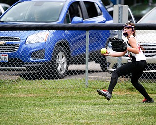 Canfield's Leah Figueroa throws the ball in from right field during the 10U softball state championship game against Tallmadge at Indian Hills Field on Thursday. Canfield won 5-2. EMILY MATTHEWS | THE VINDICATOR