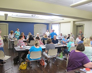Neighbors | Natalie Wright.Judy Power (Chairman for the Crazy Quilting project), Janis Finnochi, Jean Chamberlain, Sue Sizer, Sue Robinson, Ruth Ebert (Chairman for Outreach for Youngstown Embroidery Guild) and Sally Svoboda led the Crazy Quilting program on July 20. The seven women were all volunteers from the Youngstown Embroidery Guild.