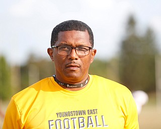 East Coach Brain Marrow at practice Tuesday