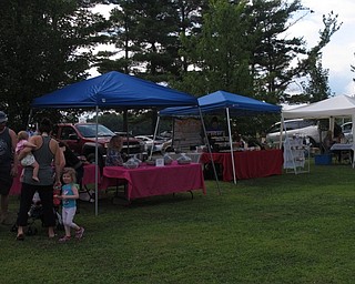Neighbors | Jessica Harker.Stands linde the grass at the weekly farmers market at Austintown Park on July 30.