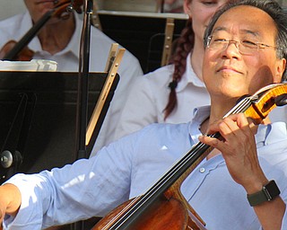 World renown cellist Yo-Yo Ma performs Monday evening to an overflow audience at the Warren Community Ampitheatre.