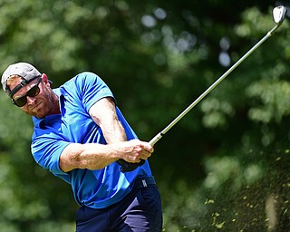 HOWLAND, OHIO - AUGUST 18, 2018: Joe Costantini of Youngstown watches his tee shot on the fourth hole, Saturday afternoon during the Vindy Greatest Golfer at Avalon Lakes. DAVID DERMER | THE VINDICATOR