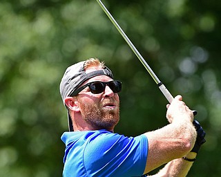 HOWLAND, OHIO - AUGUST 18, 2018: Joe Costantini of Youngstown watches his tee shot on the fourth hole, Saturday afternoon during the Vindy Greatest Golfer at Avalon Lakes. DAVID DERMER | THE VINDICATOR