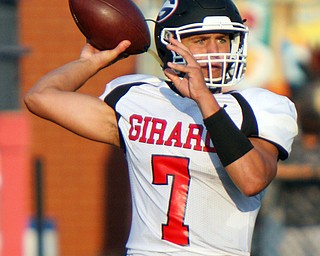 William D. Lewis The Vindicator  Girard's Mark Waid (8) throws during the first quarter of the game against Niles at Niles on Aug. 23, 2018.