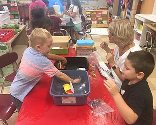 Neighbors | Submitted.Nicholas Herold, Ce'yonna Guzzo, Tracy Marsco and Cole Fleet experimented with water and learning about what sinks and what floats during Boardman's Success by 6 program.