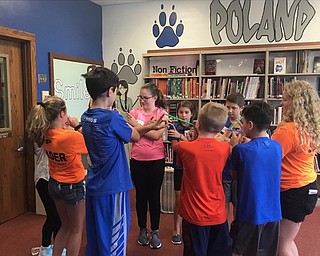 Neighbors | Submitted.New this year at Poland Middle School is the WEB program. Pictured are some of the sixth-grade students going through an orientation activity with WEB mentors on Aug. 14.
