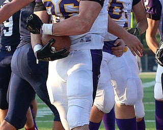 WAREEN, OHIO -August 25, 2018: CHAMPION FLASHES vs JOHN. F. KENNEDY EAGLES at Mollenkopf Stadium, Warren, OH-  Champion Flashes' Austin Willforth (36) celebrates his 1st qtr. rushing TD.  MICHAEL G. TAYLOR | THE VINDICATOR