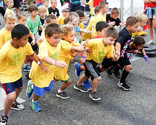 Boys ages seven and under take off for the quarter-mile-long Kids Run at Panerathon outside of Covelli Centre on Sunday. .EMILY MATTHEWS | THE VINDICATOR