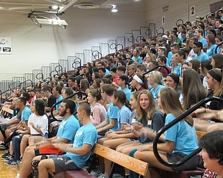 Neighbors | Jessica Harker .Incoming freshman at Boardman High School were joined by Link Leader students, who are juniors and seniors, for freshman orientation.