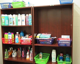 Neighbors | Jessica Harker.Shelves stocked with goods from various brands line the shelves in the paper goods pantry at Poland Presbytirian Church.