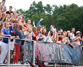 Boardman's student section cheers during the first half of the game against Jackson Friday night. EMILY MATTHEWS | THE VINDICATOR