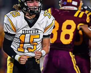 NORGH LIMA, OHIO - SEPTEMBER 7, 2018: Crestview's Stephen Barr shows his frustration after being sacked during the first half fo their game, Friday night at South Range High School. DAVID DERMER | THE VINDICATOR