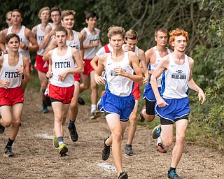 DIANNA OATRIDGE | THE VINDICATOR Runners from Jackson Milton and Austintown Fitch compete in the  Suburban Cross Country meet at Austintown Park on Tuesday.