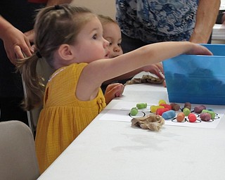 Neighbors | Jessica Harker.Elaina Vecchione used magic noodles to create a sunflower on Aug. 17 at the monthly Tales for Tots program.