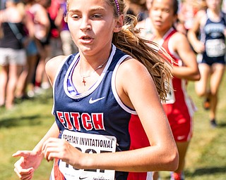 DIANNA OATRIDGE | THE VINDICATOR Austintown Fitch's Kristian Yeager runs during the Boardman Spartan Invitational Cross Country meet at Boardman High School on Saturday.