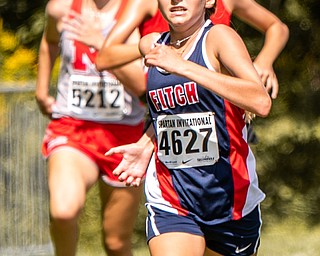 DIANNA OATRIDGE | THE VINDICATOR Austintown Fitch's Kristian Yeager approaches the finish line at the Boardman Spartan Invitational Cross Country meet at Boardman High School on Saturday.