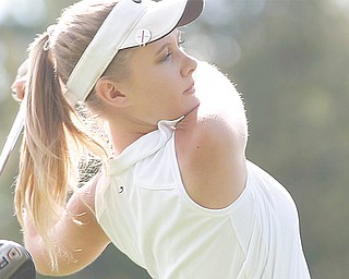 Poland’s Jenna Jacobson drives the ball during Division I play at the 3rd annual Christine Terlesky Lake Club Girls High School Golf Invitational on Sunday in Poland. The team took second place, with Jacobson finishing in third in individual play.