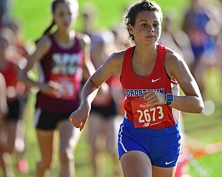 CANFIELD, OHIO - SEPTEMBER 19, 2018: Lordstown's Jessica Wilk runs during the 2018 Suburban Cross Country meet, Wednesday afternoon at the Canfield Fairgrounds. DAVID DERMER | THE VINDICATOR