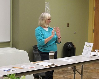 Neighbors | Jessica Harker.Instructor Pam Baytos explained to the class how to create the Kokedama sculpture on Sept. 11 at Fellows Riverside Garden.