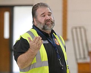  ROBERT K.YOSAY  | THE VINDICATOR..Mike  Kerr   director expains how the operation will run..The Eagle Joint Fire District in conjunction with the Hubbard City Police, Hubbard TWP Police, other area safety forces  including Mercy Health Hospitals and Trumbull Memorial Hospital, St. PatrickÕs Parish Center in Hubbard, Ohio...