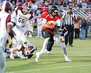 Canfield's Max Dawson gets past Boardman to score a touchdown during the first half of their game at Canfield on Friday. EMILY MATTHEWS | THE VINDICATOR