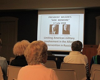 Neighbors | Jessica Harker .Members of the Friends of the Boardman Library group listened to a presentation by retired Lieutenant Colonel Rick Hossler on the American invasion into Russia in World War I.
