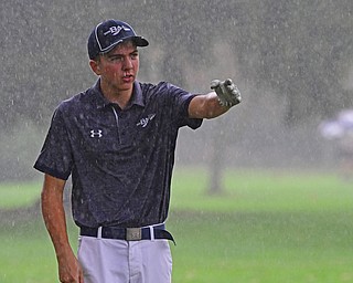 ALLIANCE, OHIO - OCTOBER 4, 2018: Anthony Clark of Brookfield examines the fairway on the 16th hole during the Division 3 district tournament at Tannenhauf Golf Club, Thursday afternoon. DAVID DERMER | THE VINDICATOR