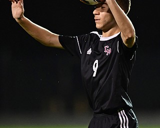 CAMPBELL, OHIO - OCTOBER 9, 2018: Campbell's Petros Atsas heads the ball during the first half of their game, Wednesday night at Campbell High School. DAVID DERMER | THE VINDICATOR