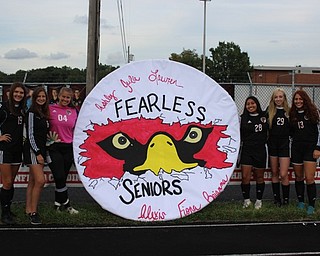 Neighbors | Abby Slanker.The six Canfield High School girls soccer team seniors were honored during Senior Night on Sept. 26. Senior members included, from left, Ashley Story, Brianna Remias, Lauren Slanker, Fiona Lally, Alexis Bernat and Julia Petrallo.