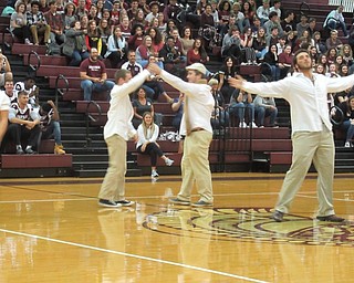 Neighbors | Jessica Harker.The male escorts of the homecoming court participated in a lip sync competition Oct. 5 at the Boardman high schools pep rally to celebrate Spirit Week.