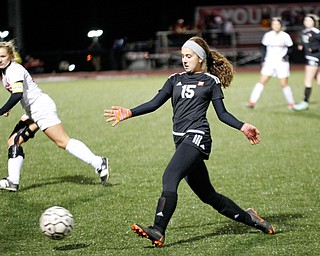 Mooney's Anna Wollet takes the ball down field during their game against Struthers at Farmers National Bank Soccer Field on Monday. EMILY MATTHEWS | THE VINDICATOR