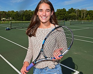 CANFIELD, OHIO - OCTOBER 16, 2018: Canfield's Anna Kan poses for a portrait, Tuesday afternoon on the tennis court at Canfield High School. DAVID DERMER | THE VINDICATOR