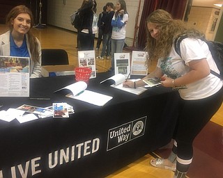 Neighbors | Submitted.Boardman senior Ashlee Semond signed up to volunteer with Whitney Winch of the United Way Oct. 19 at the schools annual Yes Fest event.