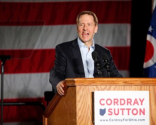 Ohio gubernatorial candidate Richard Cordray speaks Monday afternoon at Youngstown State University. EMILY MATTHEWS | THE VINDICATOR