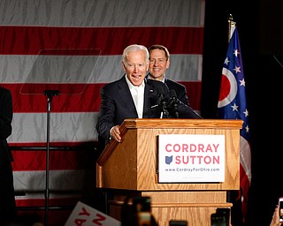 Former Vice President of the United States Joe Biden speaks in support of Ohio gubernatorial candidate Richard Cordray Monday afternoon at Youngstown State University. EMILY MATTHEWS | THE VINDICATOR