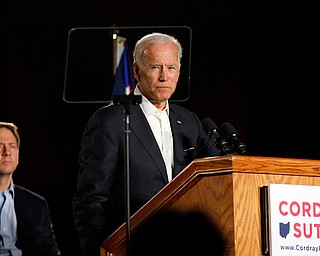 Former Vice President of the United States Joe Biden speaks in support of Ohio gubernatorial candidate Richard Cordray Monday afternoon at Youngstown State University. EMILY MATTHEWS | THE VINDICATOR