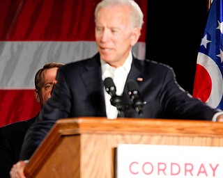 Former Vice President of the United States Joe Biden speaks in support of Ohio gubernatorial candidate Richard Cordray Monday afternoon at Youngstown State University. EMILY MATTHEWS | THE VINDICATOR