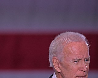 YOUNGSTOWN, OHIO - OCTOBER 29, 2018: Former Vice President of the United States Joe Biden speaks at the podium in support of Ohio gubernatorial candidate Richard Cordray, Monday afternoon at Youngstown State University. DAVID DERMER | THE VINDICATOR