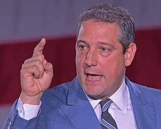 YOUNGSTOWN, OHIO - OCTOBER 29, 2018: United States Congressmen Tim Ryan speaks at the podium in support of Ohio gubernatorial candidate Richard Cordray, Monday afternoon at Youngstown State University. DAVID DERMER | THE VINDICATOR